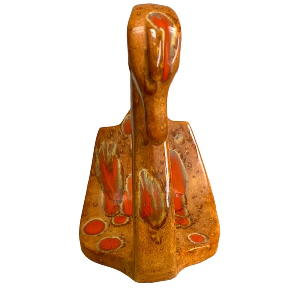 VTG 70s Retro MCM Spotted Orange Ceramic Swan Guest Towel Holder Vanity Decor - Picture 5 of 7